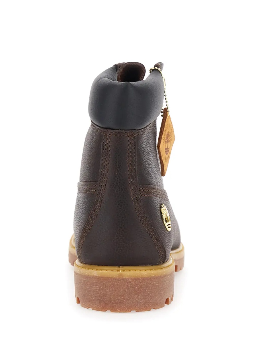 Ghete Brown Nubuck Leather Lace-Up Round Toe Boots for Men - Img 4