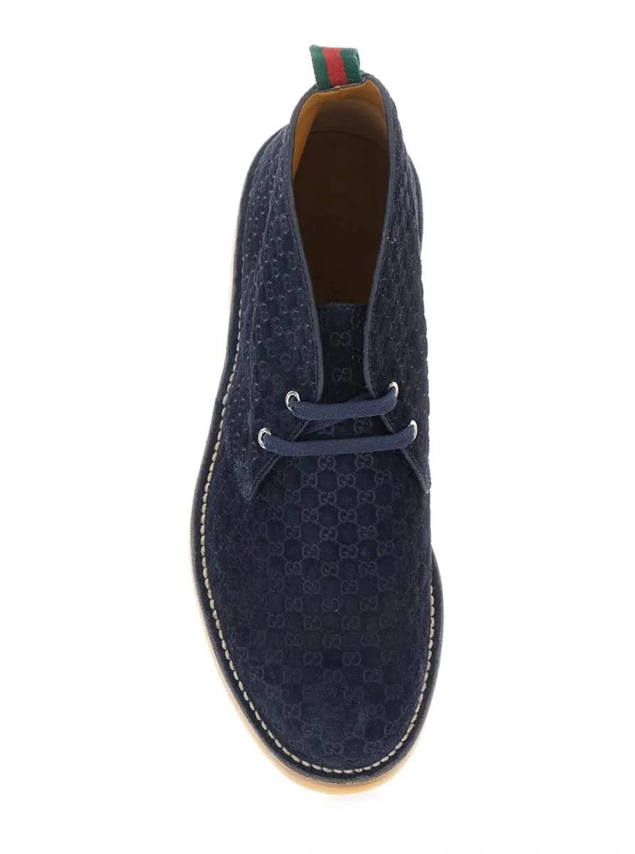 Ghete Gucci albastre din piele intoarsa GG - Img 4