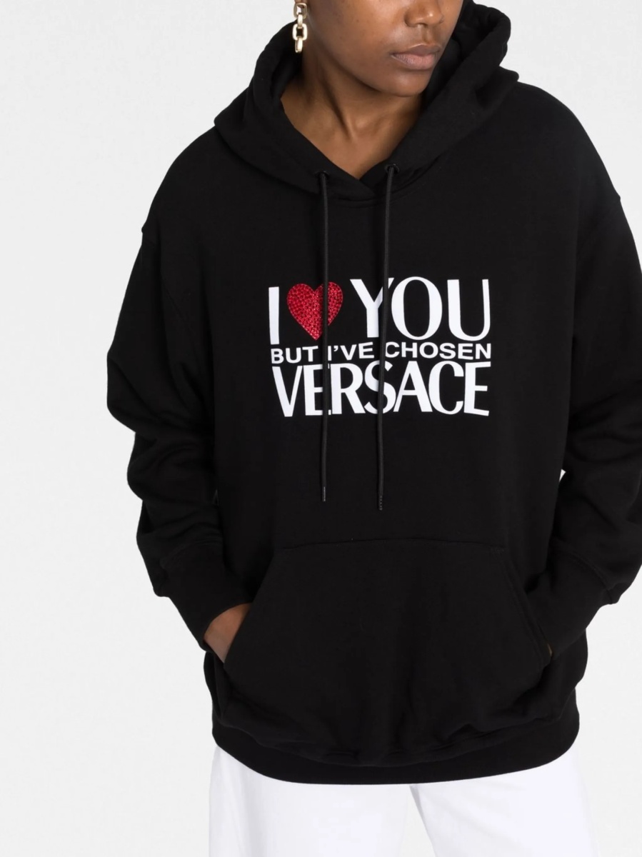Hanorac Versace negru din bumbac si sticla - Img 5