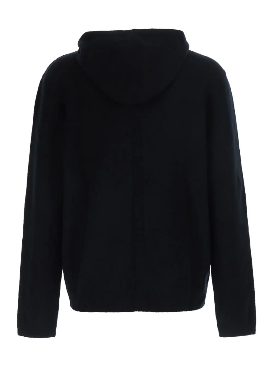 Hanorace Black Hooded sweatshirt with fixed hood and front zip closure in cotton for men - Img 2