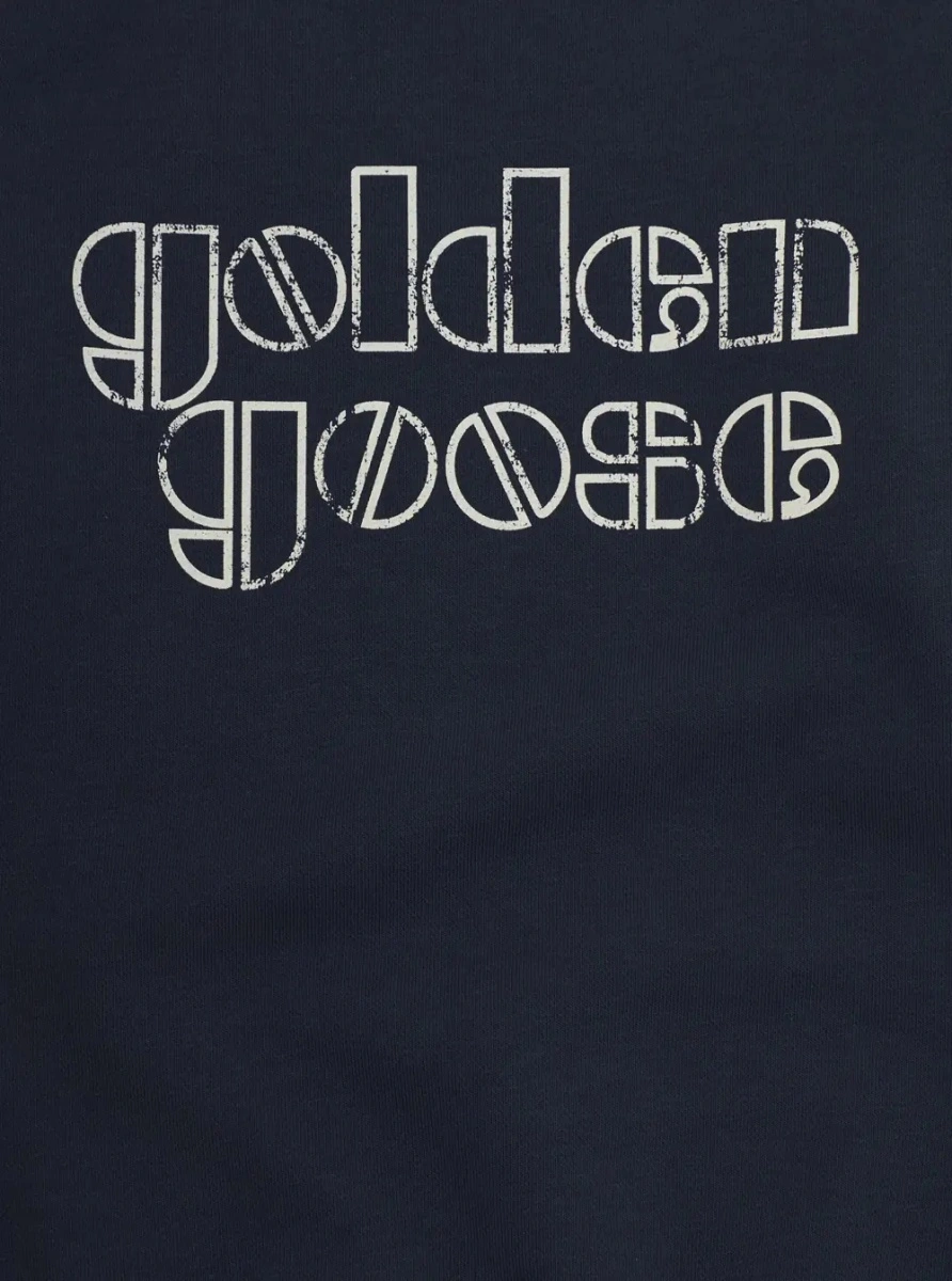 Hanorace Blue Crewneck Sweatshirt with Logo Lettering on the Front in Cotton Blend Boy - Img 3