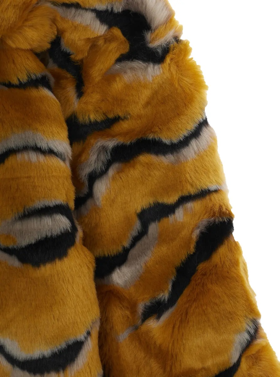 Hanorace Brown sweatshirt with all-over tiger motif and hood with ears in faux fur for Girl - Img 3