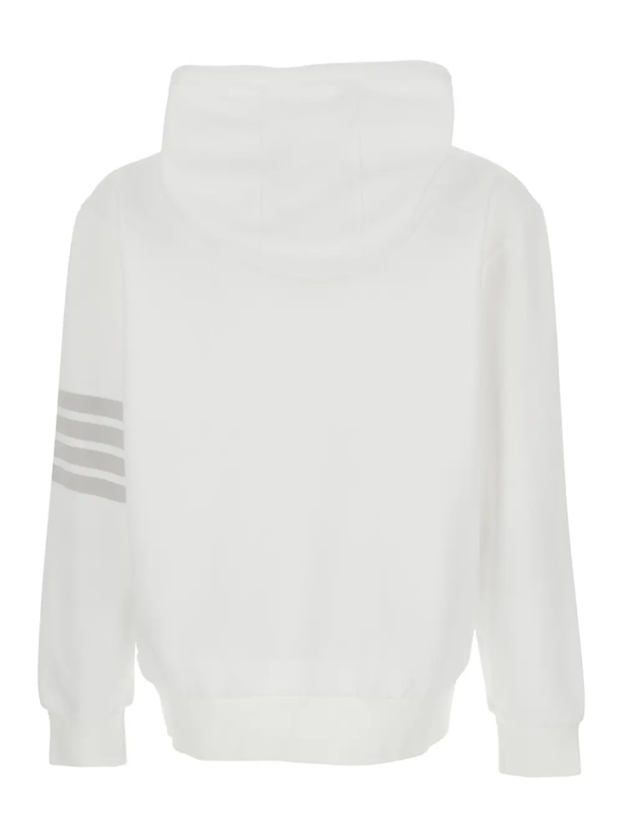 Hanorace Hooded Sweatshirt with Drawstring and 4Bar Logo on the Sleeve in White Cotton for Men - Img 2