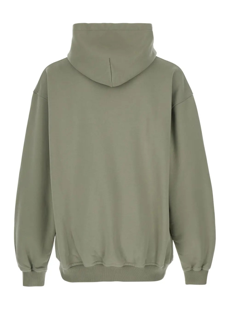 Hanorace Hooded Sweatshirt with Fixed Hood and Maxi Print on Front in Green Cotton for Men - Img 2