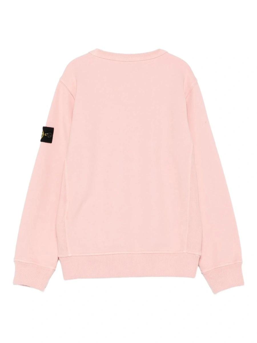 Hanorace Pink Crewneck Sweatshirt with Logo Patch on the Sleeve in Cotton Boy - Img 4