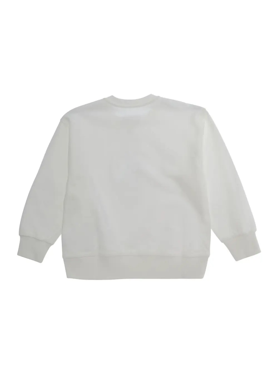 Hanorace white Sweatshirt with round neck and logo on the front in cotton for Boy - Img 2