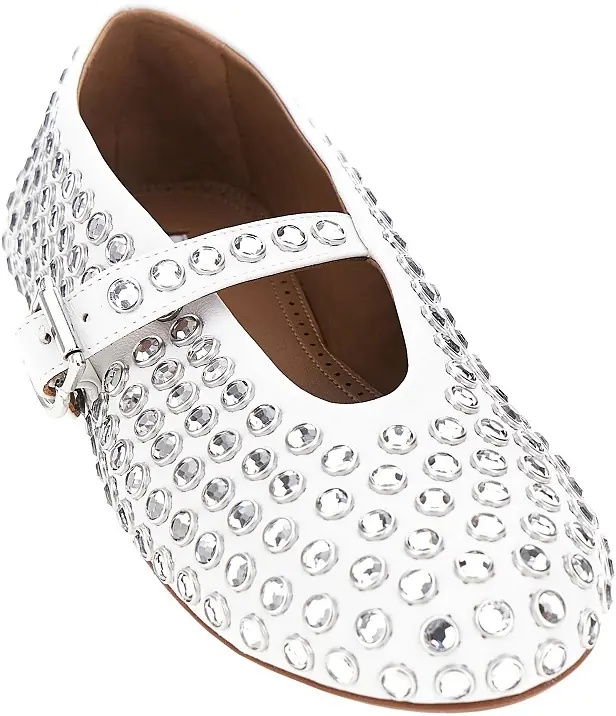 Incaltaminte Strass-embellished leather ballerinas - Img 2