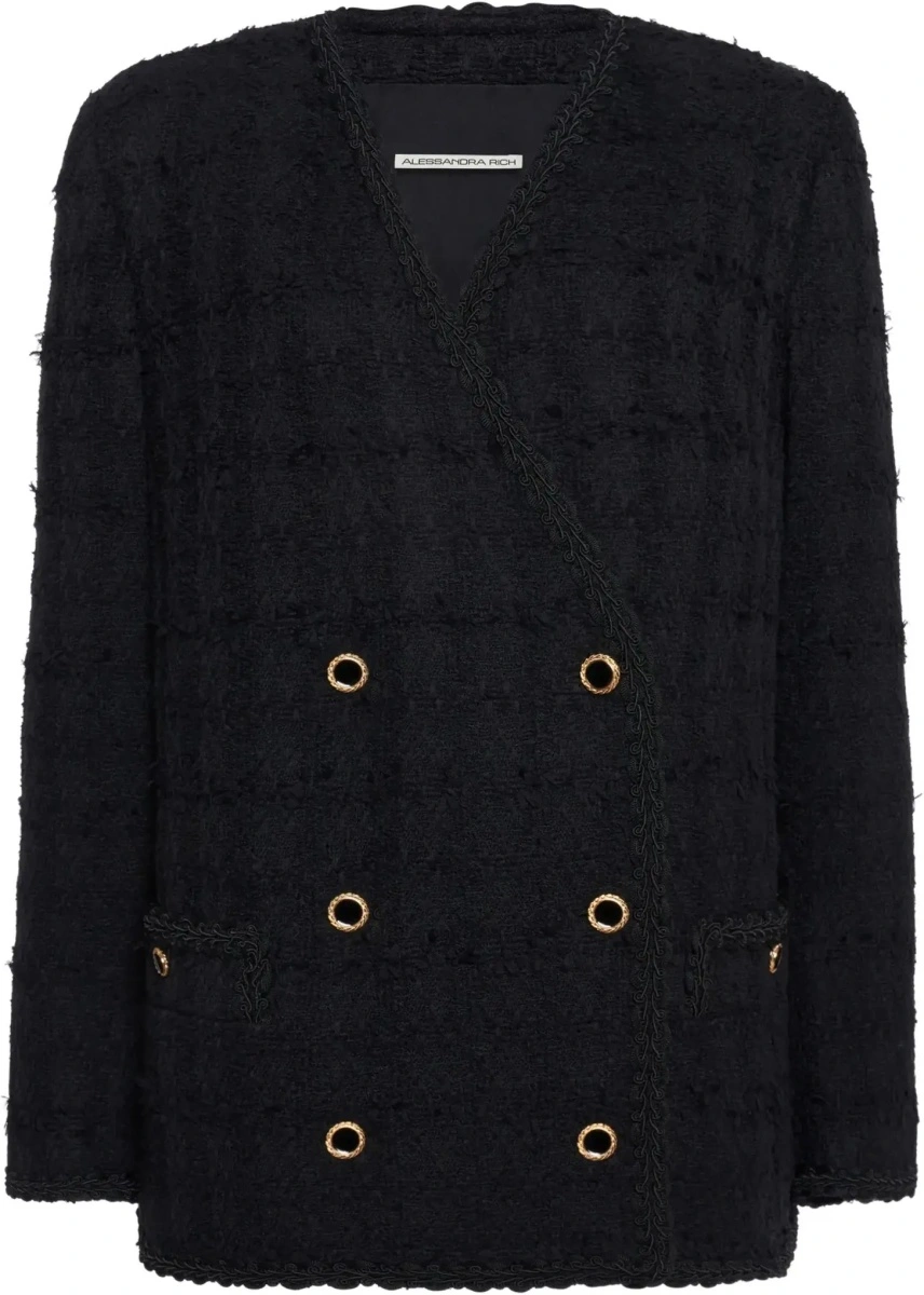Jacheta Alessandra Rich neagra din tweed - Img 6