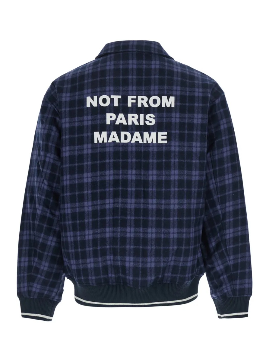 Jacheta Blue Jacket with classic collar and all-over check motif in wool blend for men - Img 2