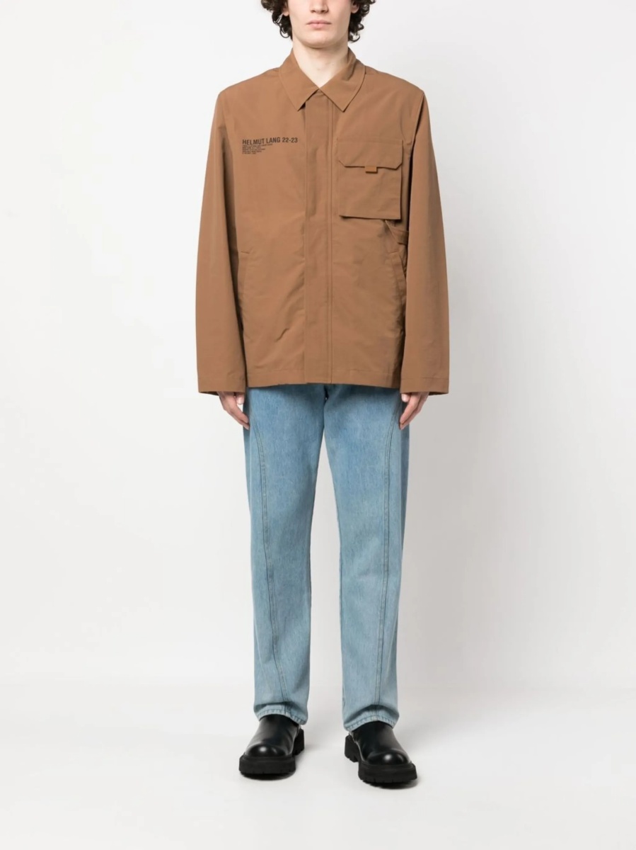 Jacheta camasa HELMUT LANG maro din bumbac si nylon - Img 2