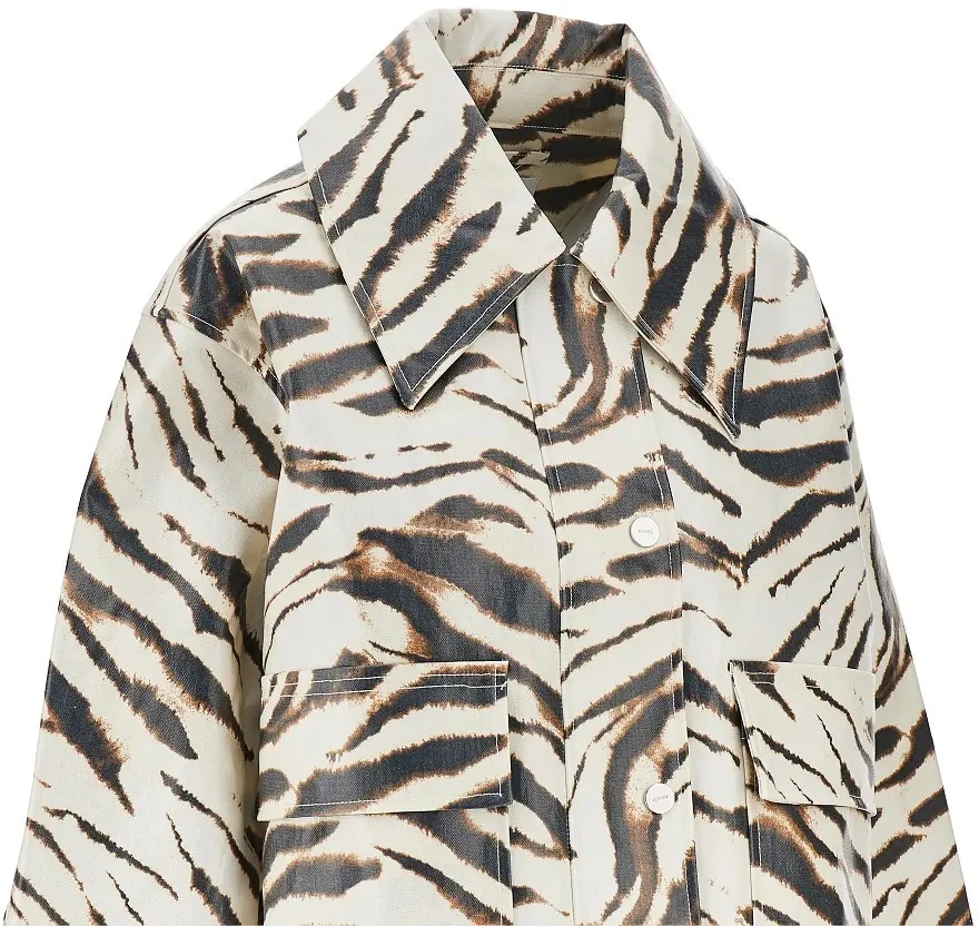 Jacheta Coated fabric jacket with zebra-striped print - Img 2