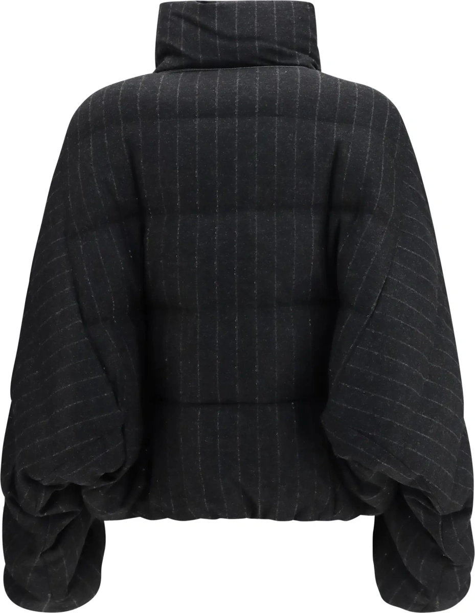 Jacheta Cropped pinstripe wool Puffer Jacket - Img 2