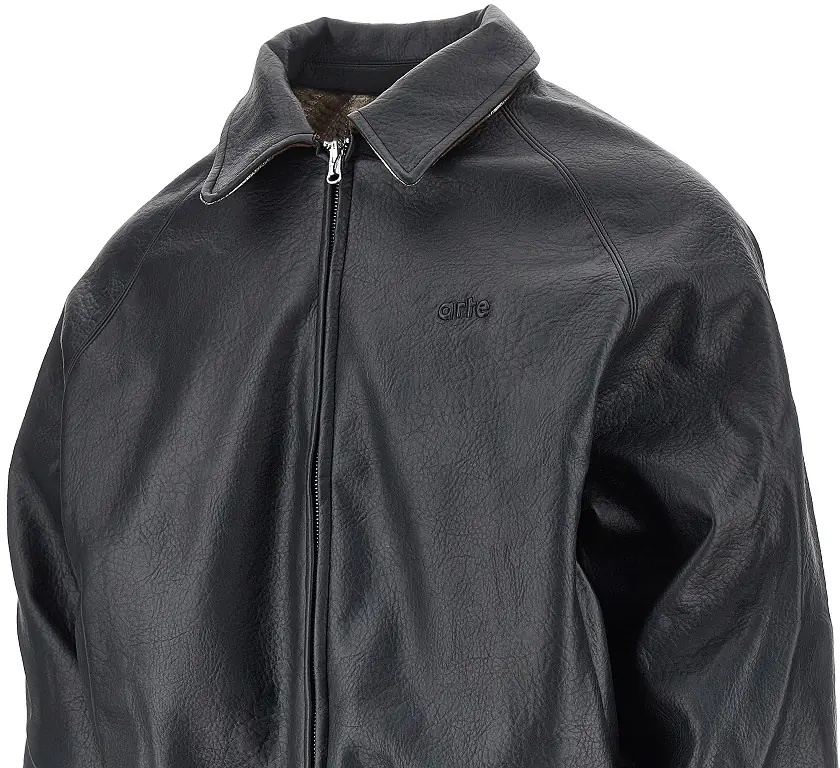 Jacheta Faux leather and flannel reversible jacket - Img 4