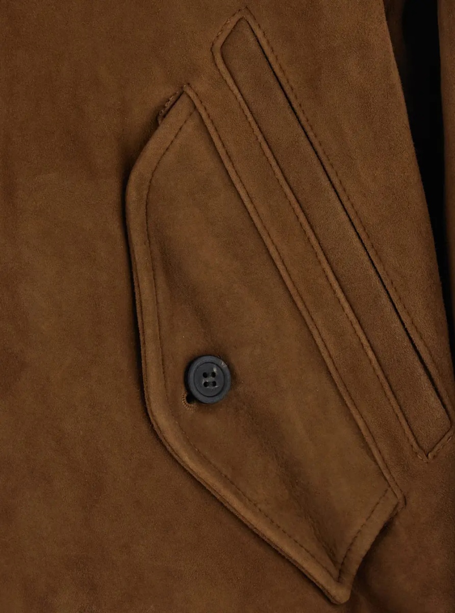 Jacheta GOAT SKIN SWINGTOP PLEATED WASHED JUMPER with a pleated design and brown goat leather for men - Img 2