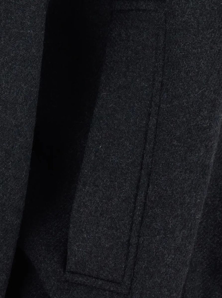 Jacheta Grey Bomber with Fur Collar and Dropped Shoulders in Wool Blend for Women - Img 3