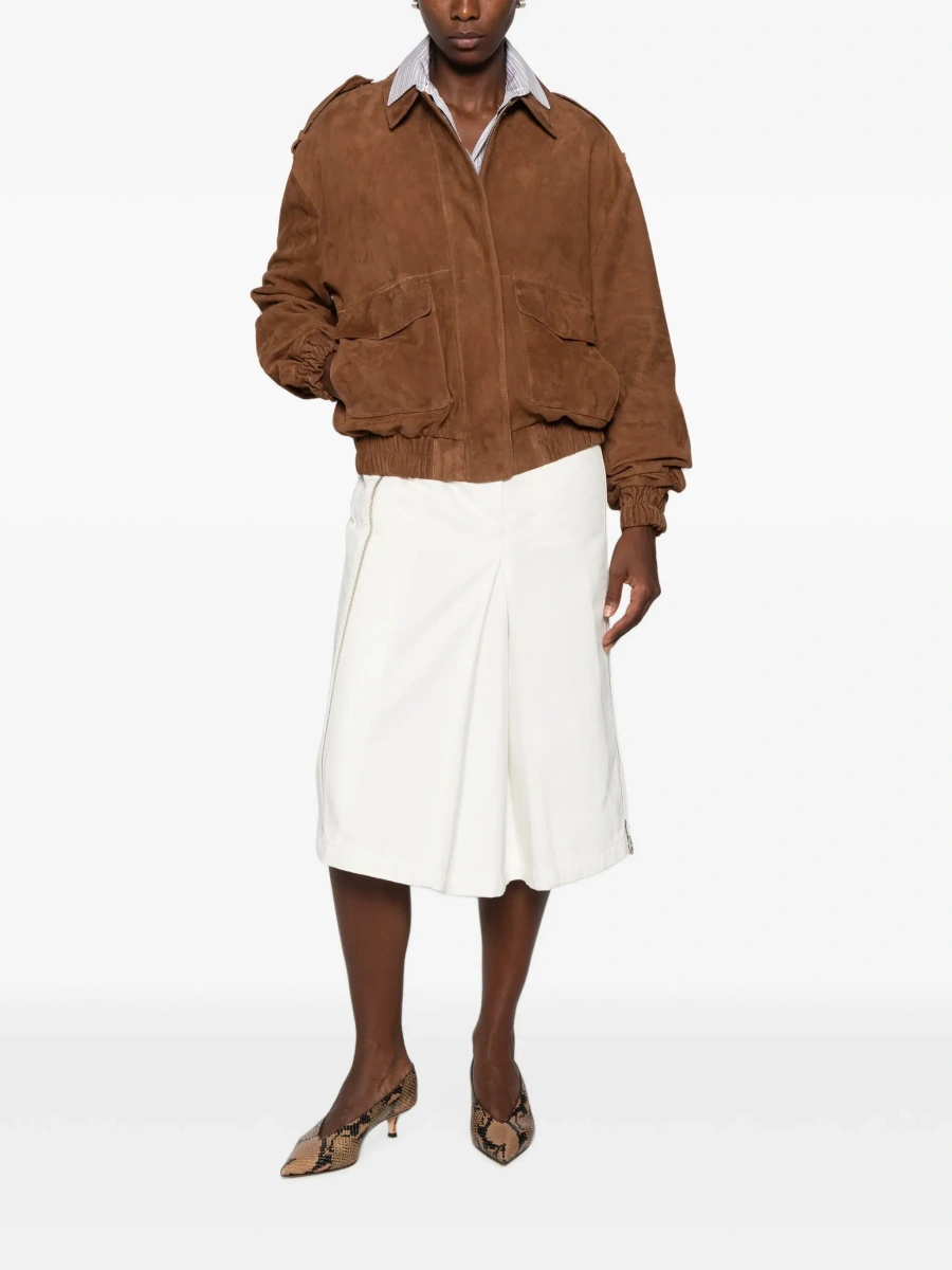 Jacheta 'HALTI' brown Jacket with front pockets in suede for women - Img 3