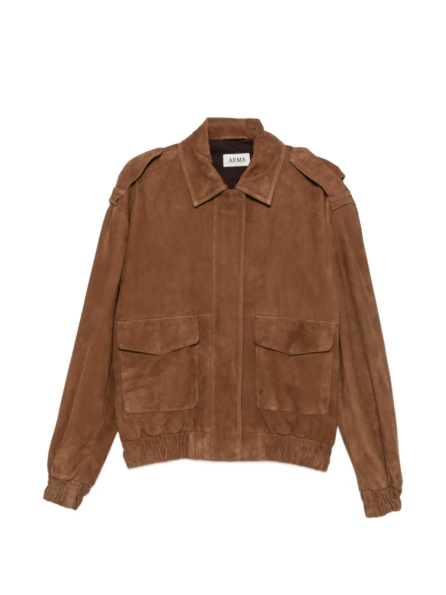 Jacheta 'HALTI' brown Jacket with front pockets in suede for women - Img 7