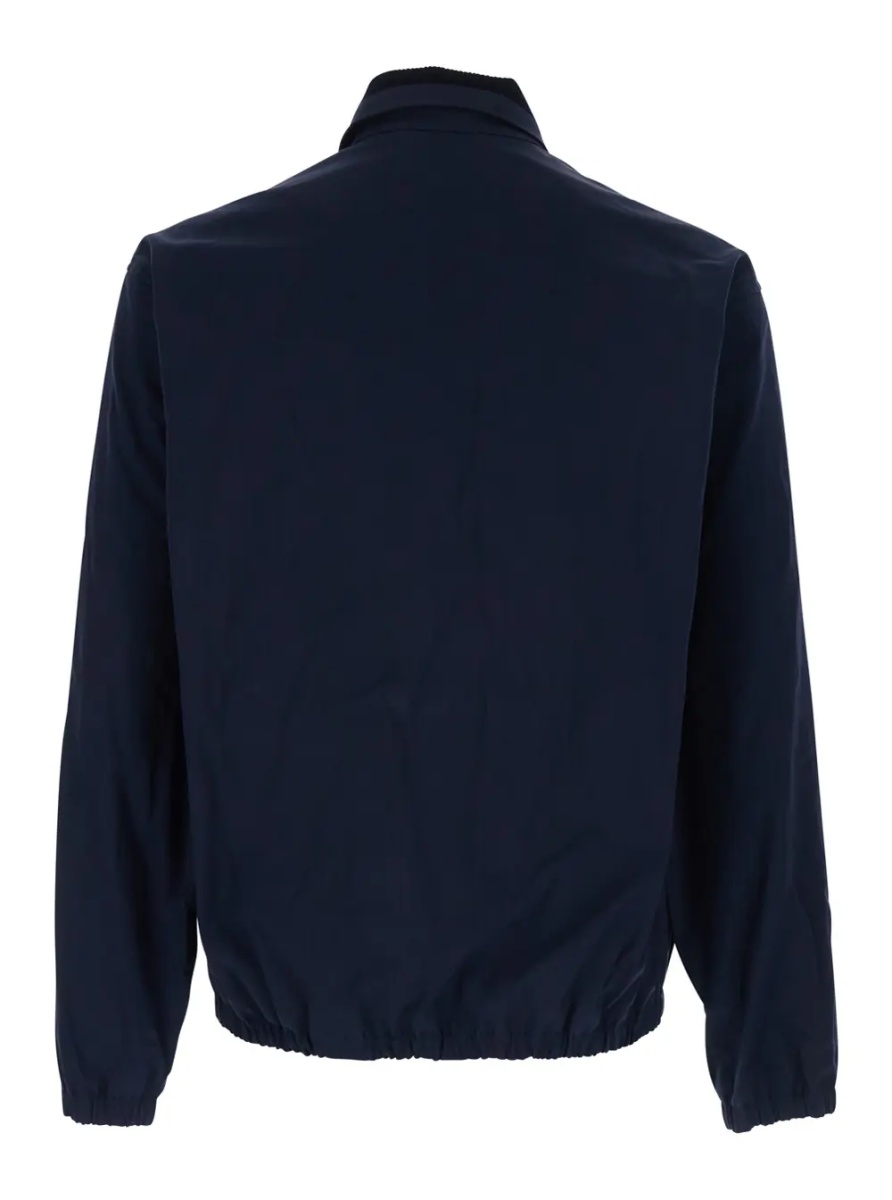 Jacheta Jacket 'Le Blouson Drôle' with Classic Ribbed Collar and Tone-on-Tone Logo Lettering Embroidery in Stretch Cotton Blue Men - Img 2