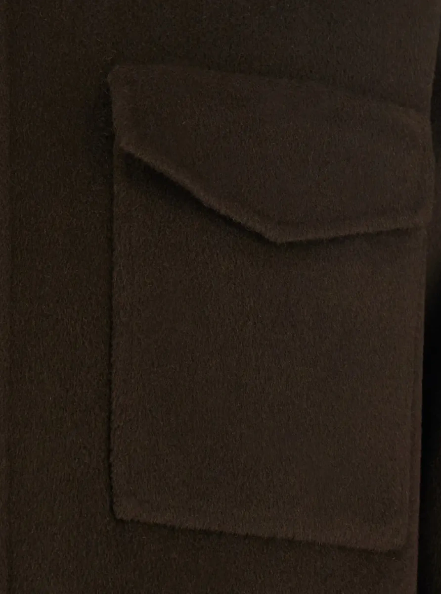Jacheta Jacket with Front Zip Closure and High Collar in Brown Wool for Women - Img 3
