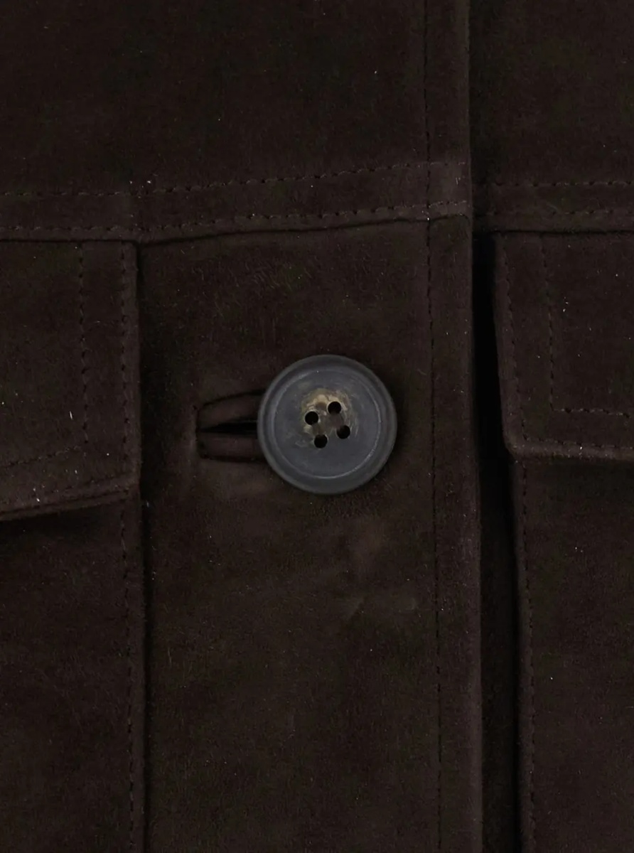 Jacheta 'Penny' Brown Jacket with classic collar in suede for women - Img 3