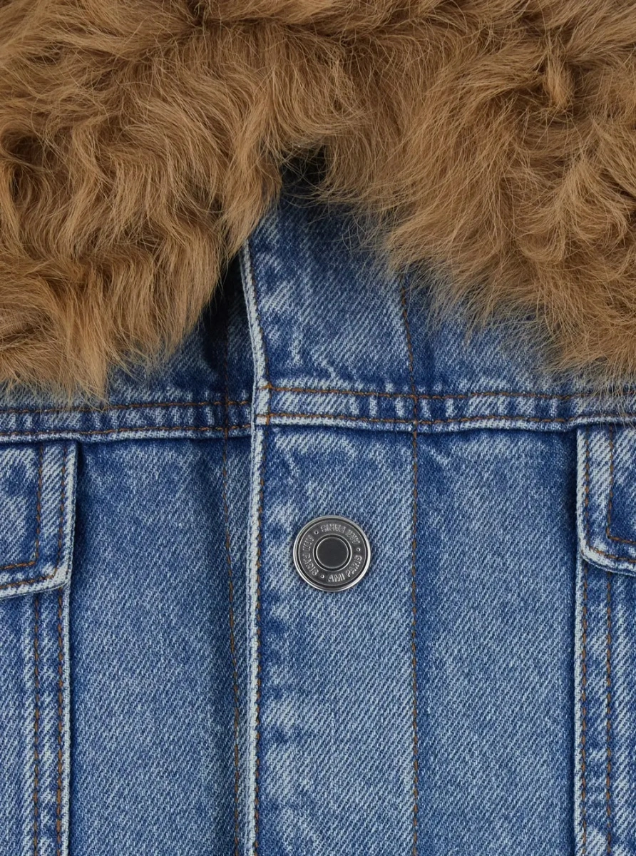 Jacheta Quilted Jacket with Shearling Collar and Front Closure, Tech Fabric, Light Blue, Men - Img 3