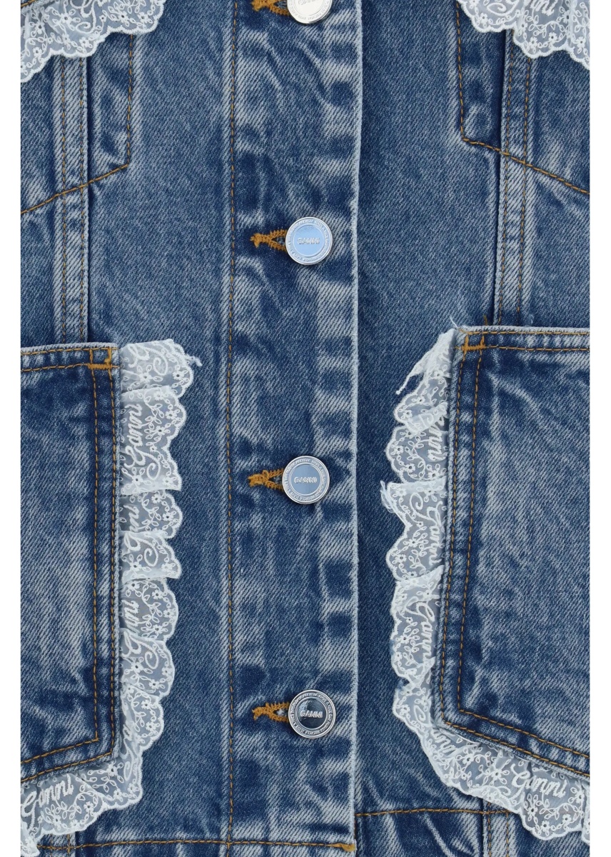 Jacheta Rigid denim Jacket with lace details - Img 3