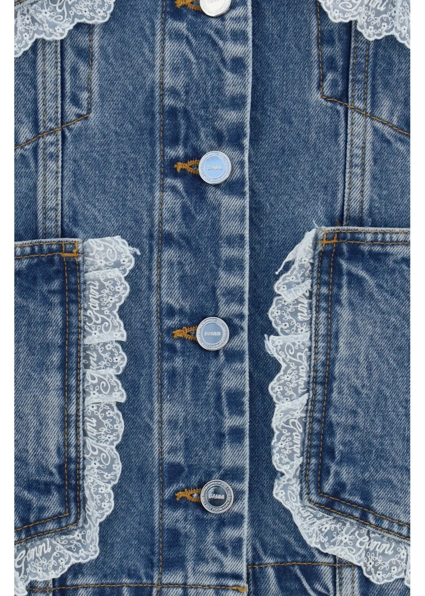 Jacheta Rigid denim Jacket with lace details - Img 3