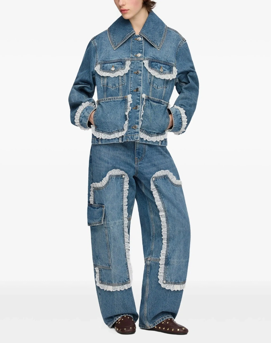 Jacheta Rigid denim Jacket with lace details - Img 4