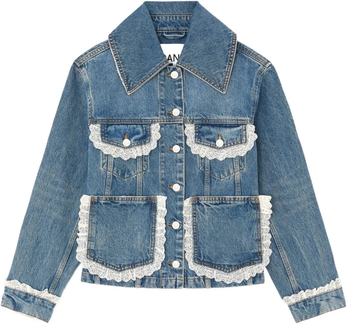 Jacheta Rigid denim Jacket with lace details - Img 8