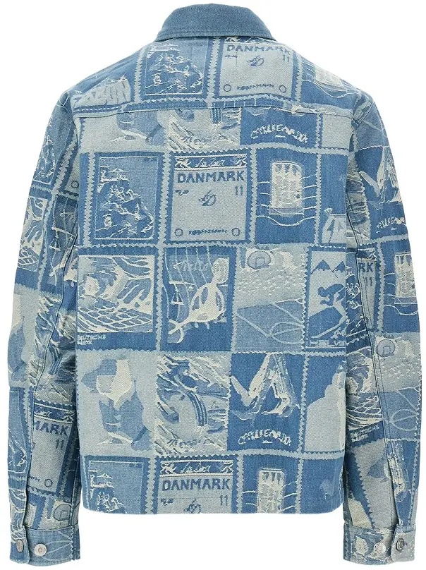 Jacheta Stamp jacquard denim jacket - Img 3