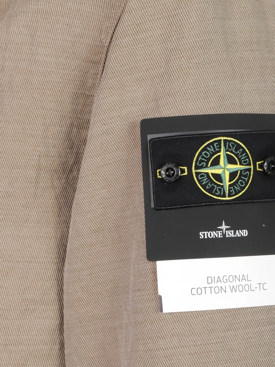 Jacheta Stone Island neutra din poliamida si lana - Img 3