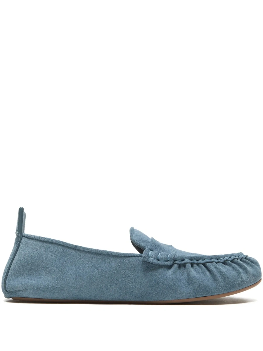 Mocasini Blue Loafers with Almond Toe and Pull-Tab at the Heel in Suede Woman - Img 9