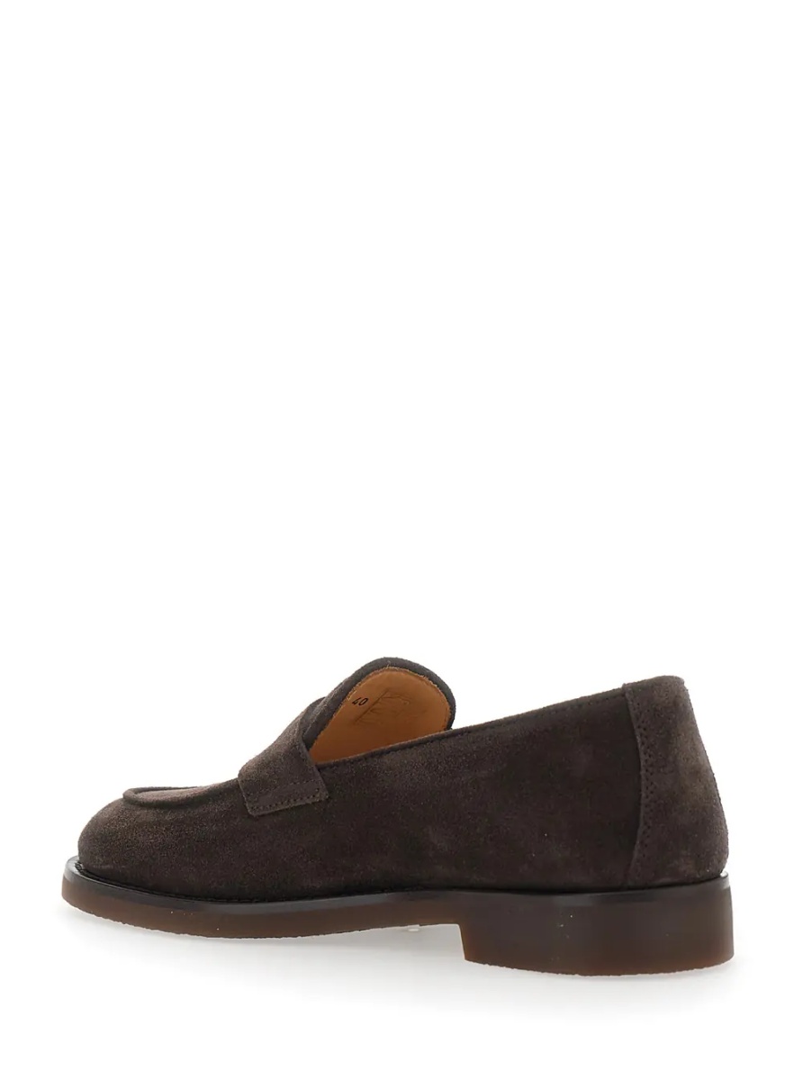 Mocasini Brown loafers with tone-on-tone stitching in suede for men - Img 3