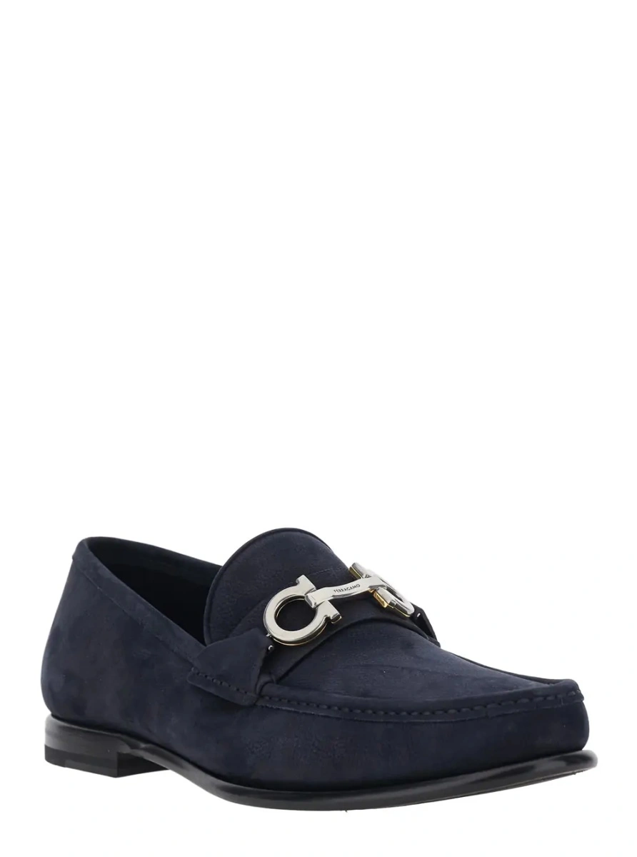 Mocasini Ferragamo albastri din piele 'Avril' - Img 2