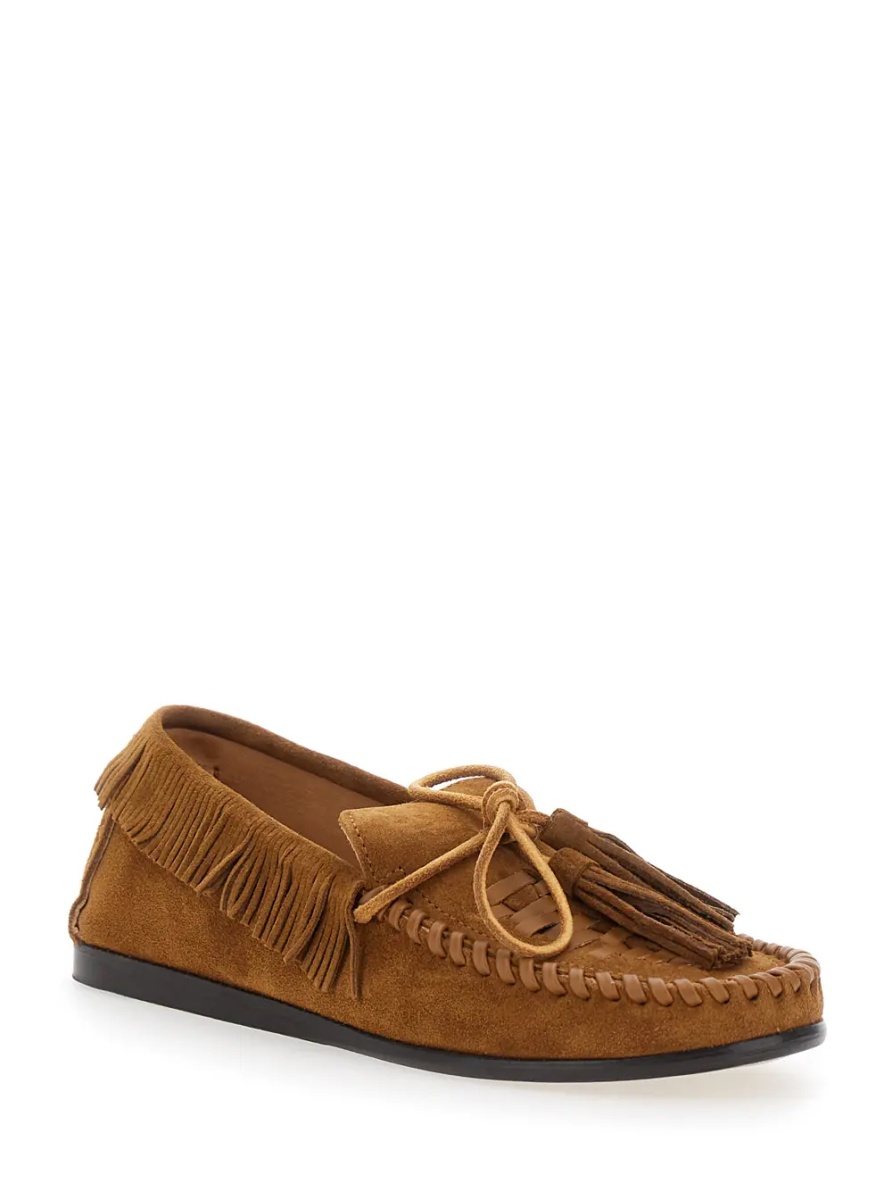 Mocasini 'Fitza' Brown Loafers with Fringed Details and Front Bow in Suede Woman - Img 2