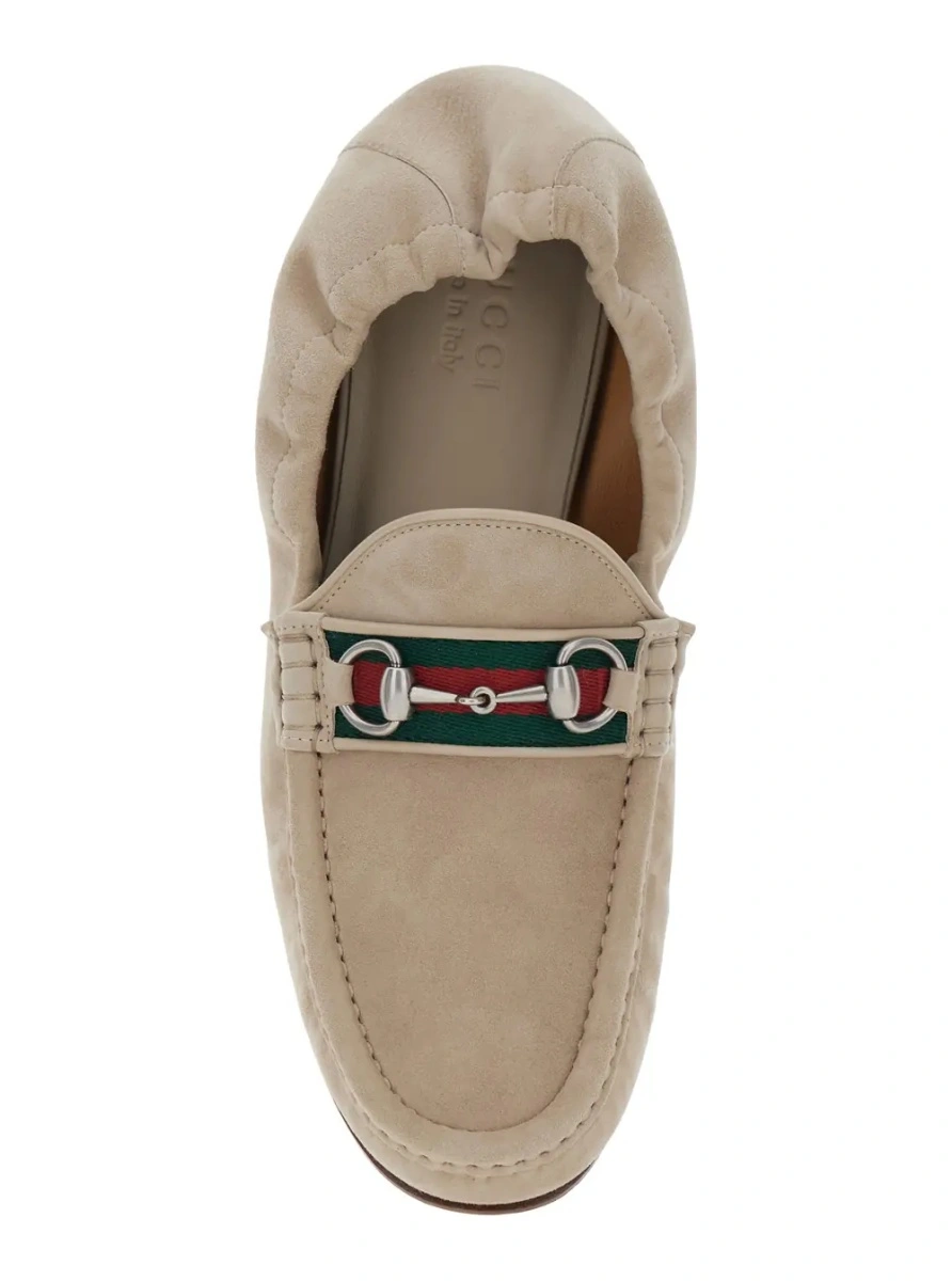 Mocasini Gucci bej din piele intoarsa - Img 4
