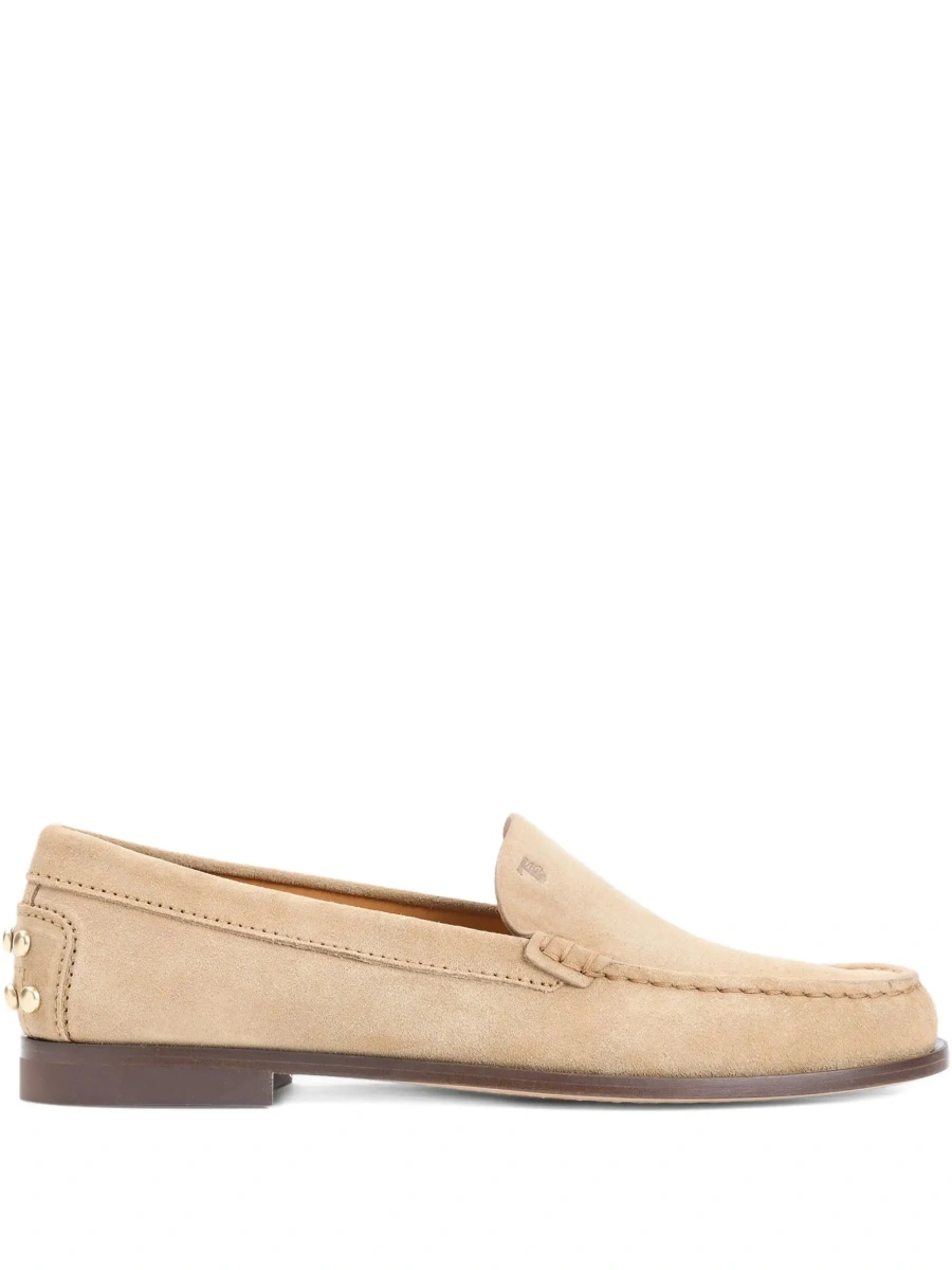 Mocasini Loafers 'Tod's' Beige with Embossed Logo and Stud Details on the Back in Leather for Women - Img 8