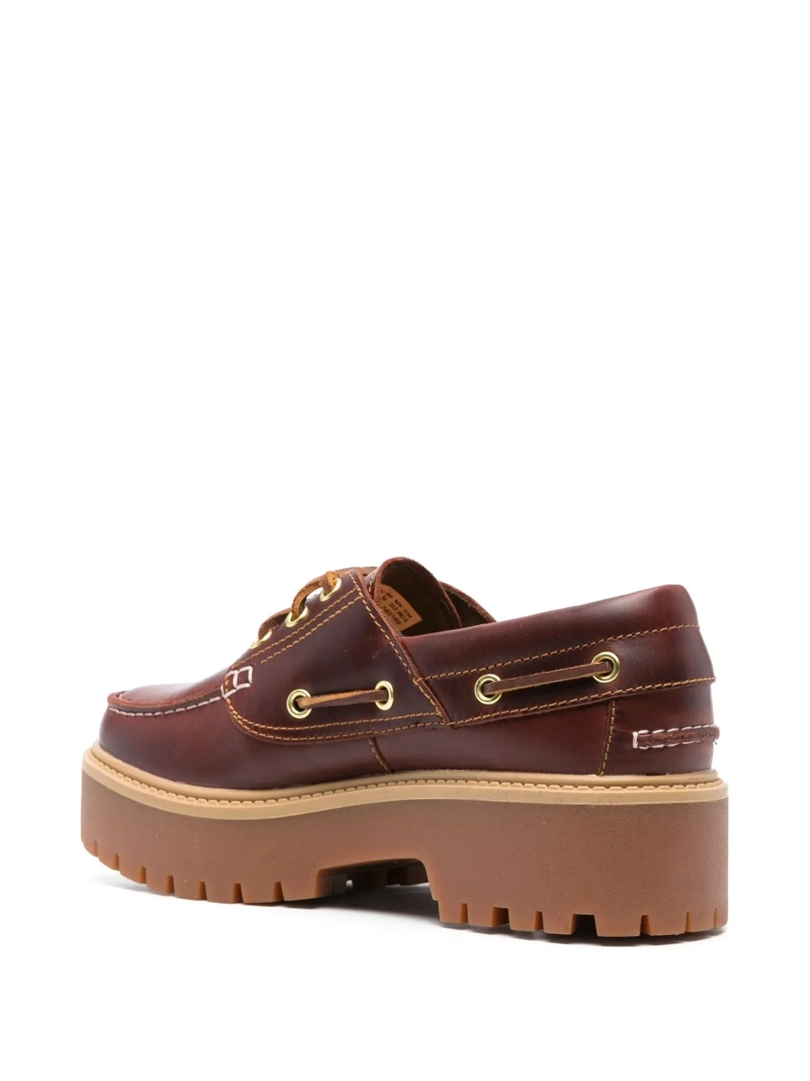 Mocasini Loafers with Engraved Logo and Platform in Brown Leather for Women - Img 6