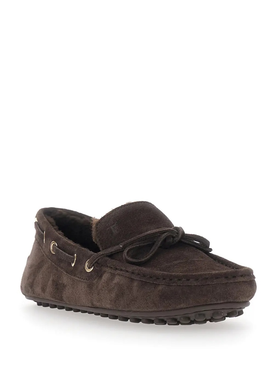 Mocasini Loafers with Rubber Sole and Shearling Details Brown Women - Img 2