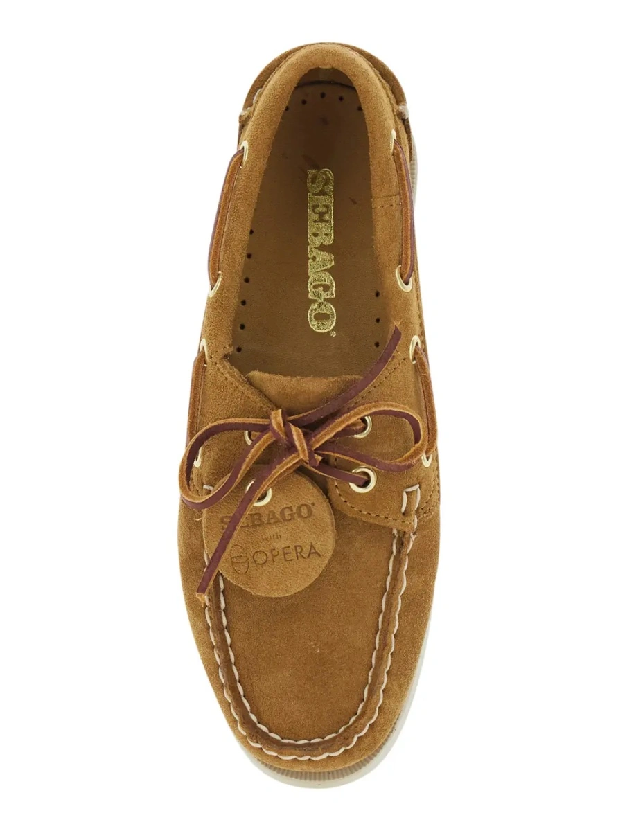 Mocasini 'Portland Artisan' Beige Loafers with bow on the front and contrasting stitching in suede women - Img 4