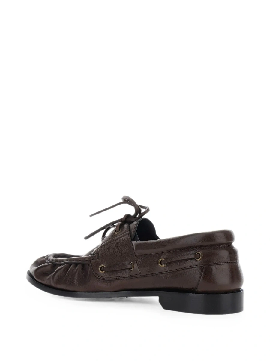 Mocasini Saint Laurent maro din piele 'Le Loafer Bateau' - Img 7
