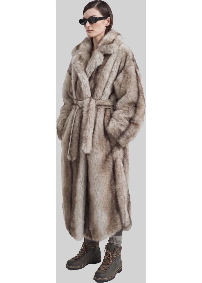 Paltoane Ravello Faux Fur Robe Coat - Img 3