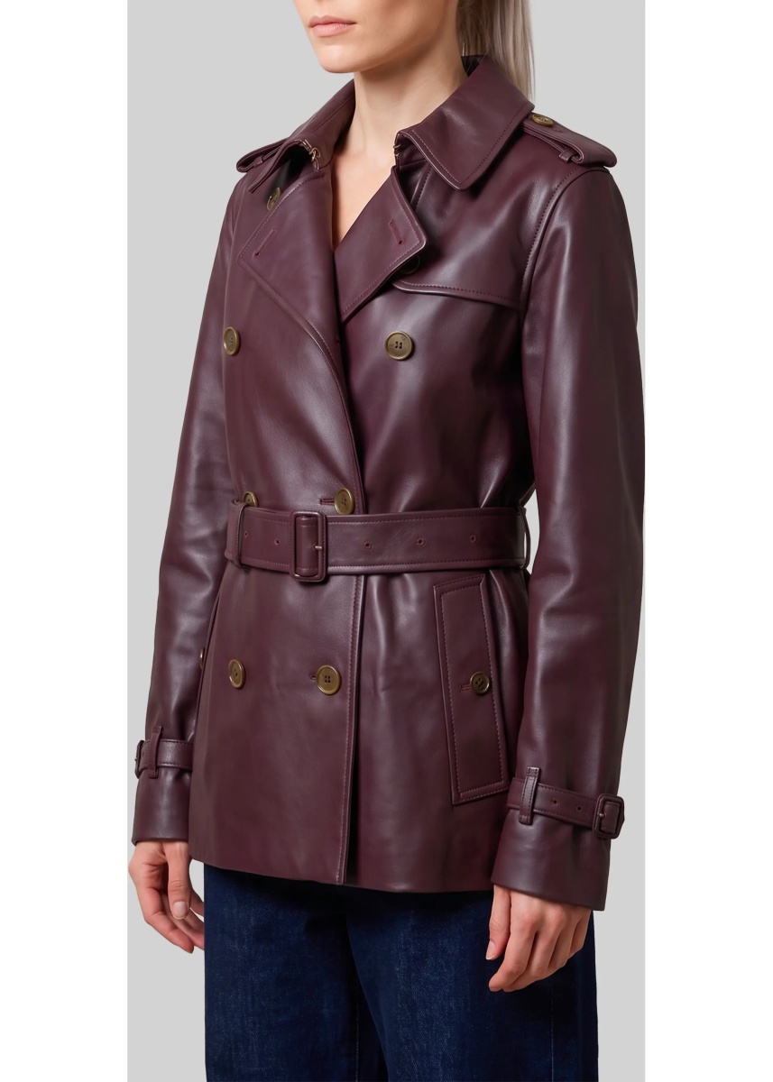 Paltoane Short Kensington Leather Trench Coat - Img 2