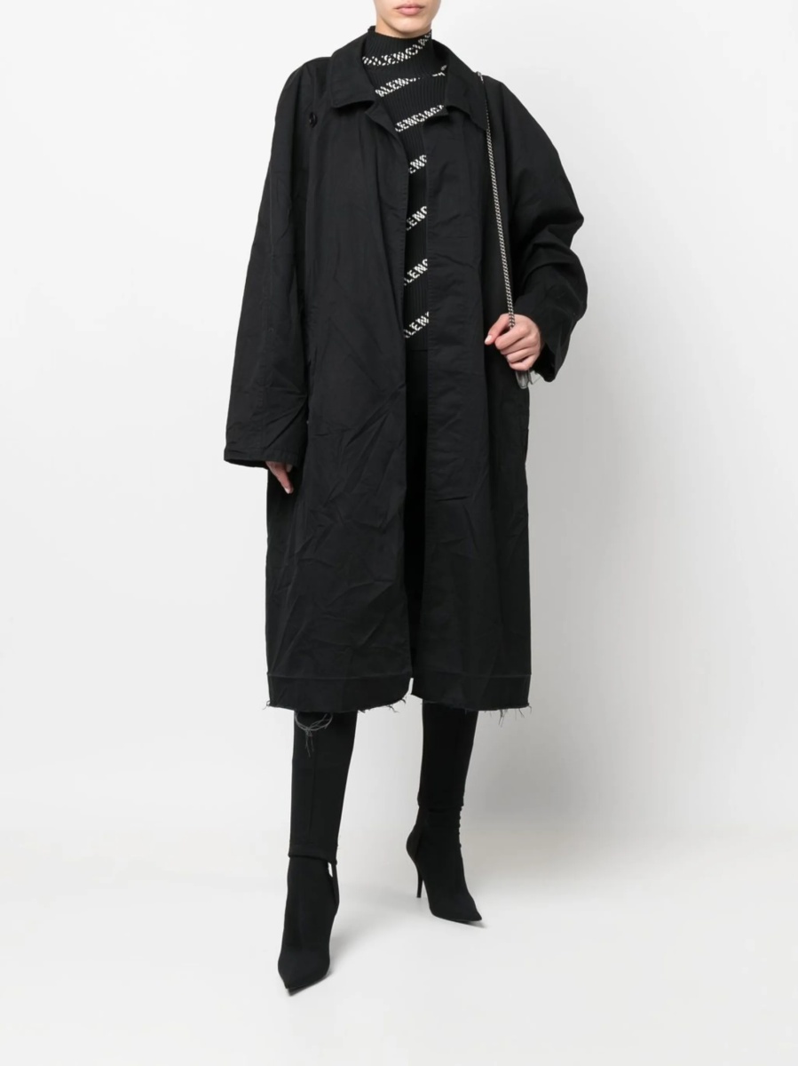 Palton Balenciaga negru din bumbac - Img 2