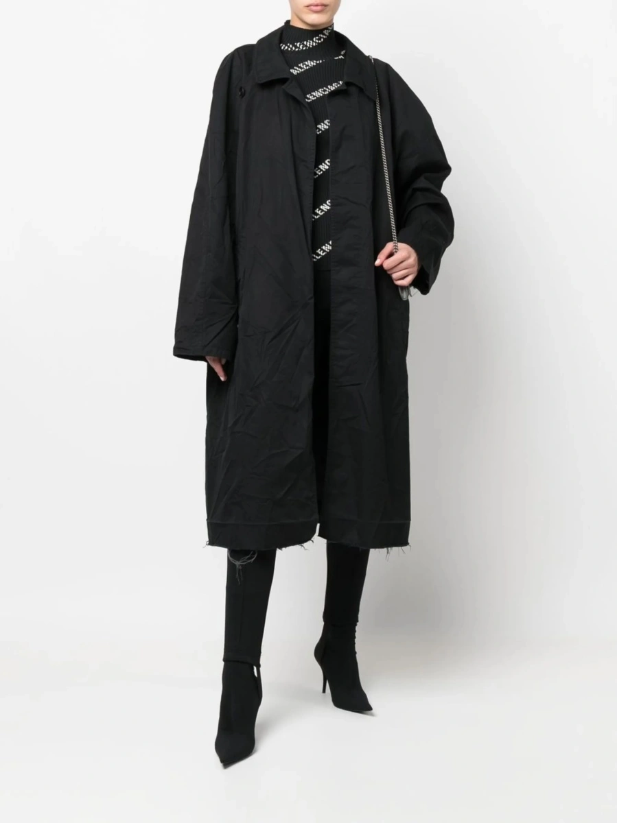 Palton Balenciaga negru din bumbac - Img 2