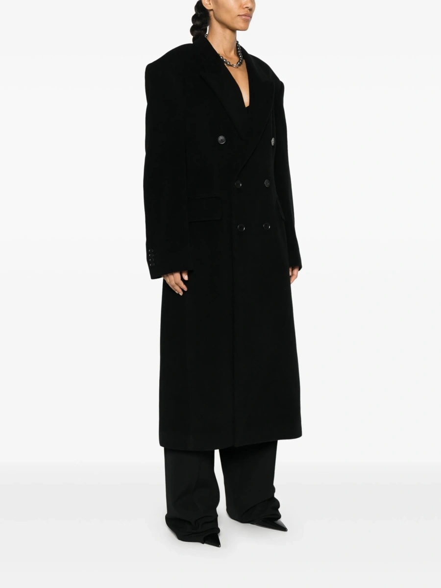 Palton Balenciaga negru din lana si poliamida - Img 3