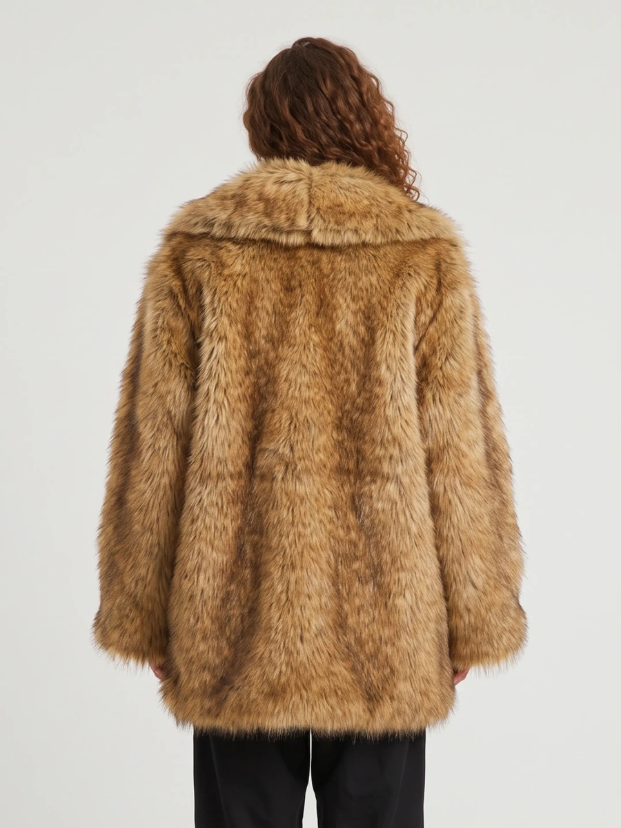 Palton Belle Faux Fur Short Coat - Img 3