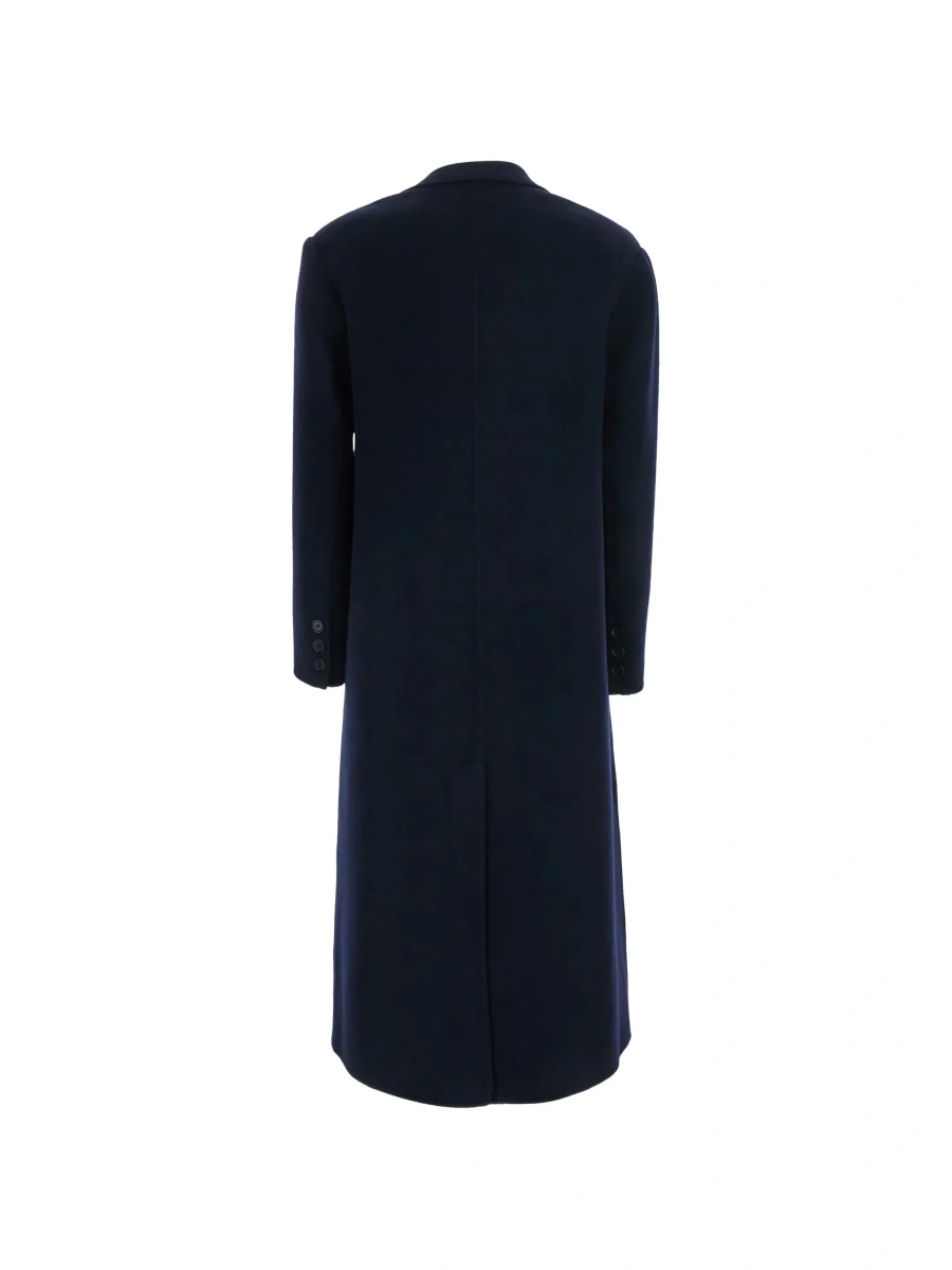 Palton blue Double-breasted coat with Notched revers in wool and cashmere women - Img 4