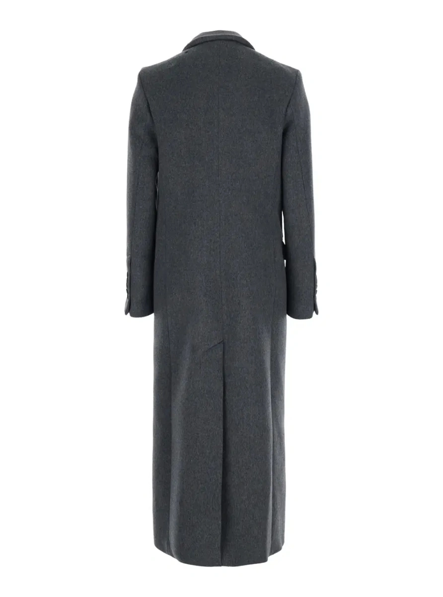 Palton Chloris Coat is a long coat with notched revers and pockets. Made of wool. Gray color. Women's - Img 2