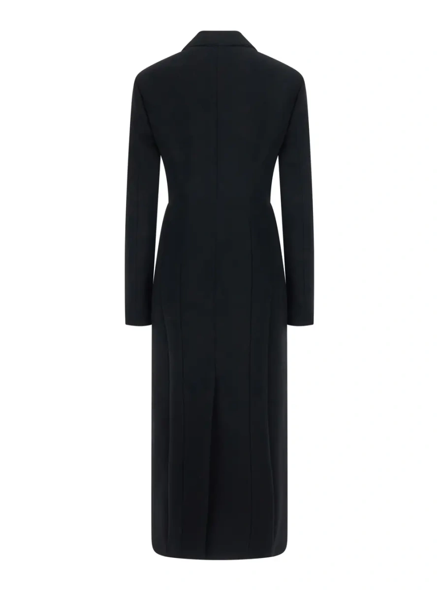 Palton Coat with lapel collar, featuring long sleeves and front button closure. Made of wool, black, women's. - Img 2